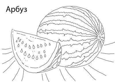Раскраска раскраска арбуз. Красивые раскраски. Улыбающийся арбуз Раскраска  Распечатать