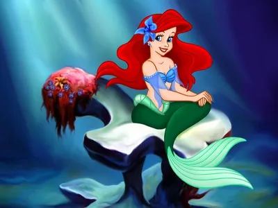 Фото Ariel / Ариэль из мультфильма Little Mermaid / Русалочка, смотрит  вверх, by abeer malik