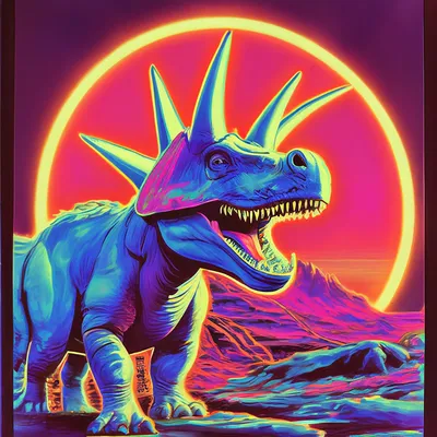 Арк динозавр трицератопс неоновый» — создано в Шедевруме