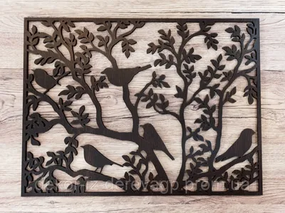 Панно настенное Птицы на ветках. Декоративное панно из дерева. Интерьерный  декор. (ID#1172589725), цена: 512 ₴, купить на 