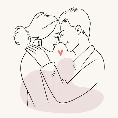 Premium Vector Sketch of a young couple in  art in a minimalist   art., romantic drawings easy - 