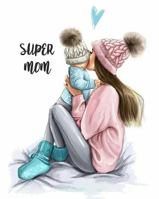 Мама и дочь | Mother daughter art, Mom art, Angel baby art