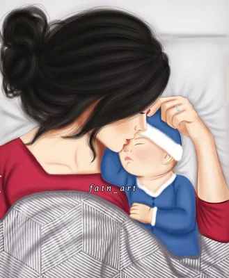 Mom With Baby (Brunette) Canvas Print by Anastasia Kosyanova | iCanvas |  Mom art, Canvas prints, Digital art girl