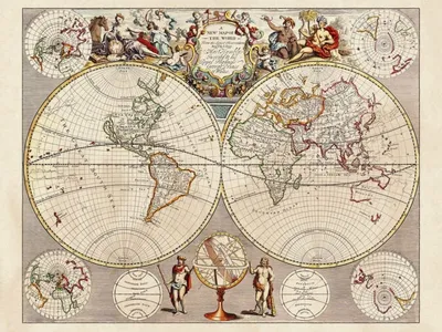 Деревянная многоуровневая карта мира “Однотонная”
