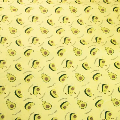 Сатин (хлопковая ткань) Авокадо с глазками на желтом (ширина 160см,  120г/м2) , м - 2321