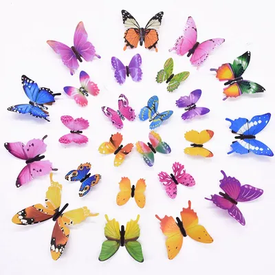 Декоративная наклейка "Бабочки 3Д", интерьерная, для дома на стену купить  по цене  ₽ в интернет-магазине KazanExpress