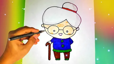 Drawing for Grandma. How to draw a Grandmother and Granddaughter. What to  draw your Grandma. - YouTube