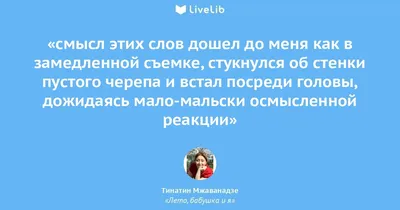 смысл этих слов дошел до... (Цитата из книги «Лето, бабушка и я» Тинатин  Мжаванадзе)