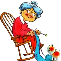 Иллюстрация Бабушка вяжет шарф в стиле 2d, детский, книжная графика