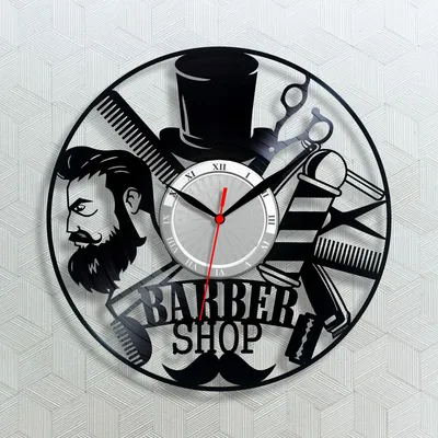 Купить Барбершоп часы Barber Shop Часы на стену Часы с винила Часы в салон  Декор салонов Мужские Стрижки и Бритье, цена 455 грн —   (ID#1036761420)