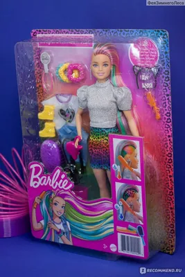 Mattel Кукла Barbie с разноцветными волосами (Leopard Rainbow Hair) -  «Шикарная кукла Барби с разноцветными волосами, а вы хотите вернуться в  80е-90е? Если да, то много фото куклы внутри.» | отзывы