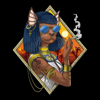 Bastet ancient egyptian goddess black Royalty Free Vector