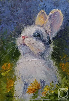 Белый кролик» картина Ярового Игоря (оргалит, масло) — заказать на 