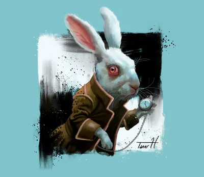 Белый кролик арт - 34 фото