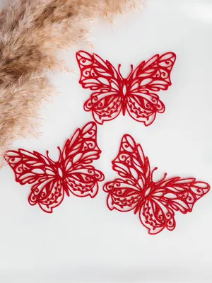 Блестящие декоративные бабочки, 11.5х8.5 см, 3 шт, красные - купить с  доставкой по выгодным ценам в интернет-магазине OZON (776806613)