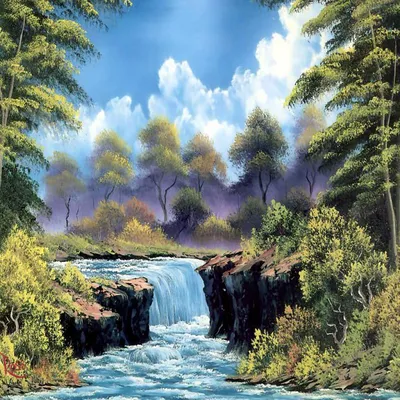 живопись Bob Ross Боб Росс картина природа закат солнце лес деревья | Bob  ross paintings, Bob ross art, Bob ross