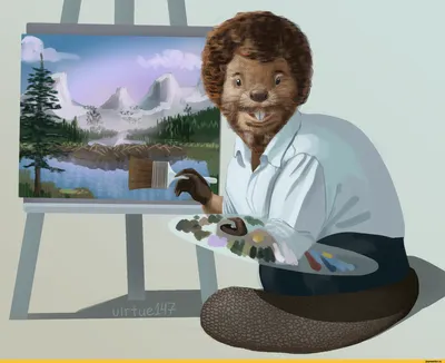 Bob Ross Technique Seminar. Mountains with a brush. As Bob Ross writes  bushes and trees reflected in - YouTube