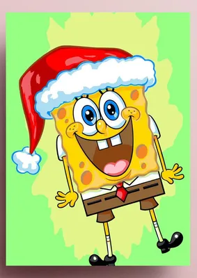 Картина по номерам / ПОППИ / " Спанч Боб в новогодней шапке / Новый год /  Губка Боб Квадратные Штаны " холсты на подрамнике 40 на 50 - купить с  доставкой по выгодным ценам в интернет-магазине OZON (812460137)