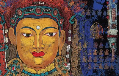 Обои живопись, религия, будда, икона, верховный бог, малые божества,  тибетская мифология картинки на рабочий стол, раздел живопись - скачать