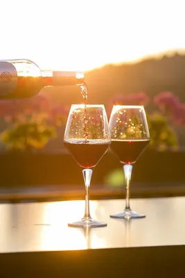 Стакан красного вина в женской руке на фоне боке :: Стоковая фотография ::  Pixel-Shot Studio