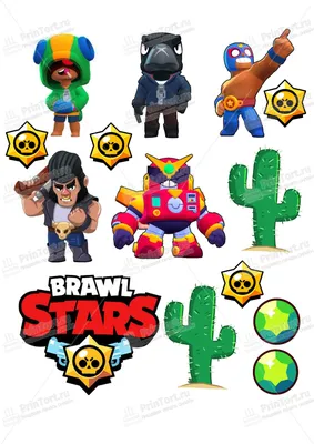 Картинка для торта "Brawl Stars (Бравл Старс)" - PT100467 печать на  сахарной пищевой бумаге