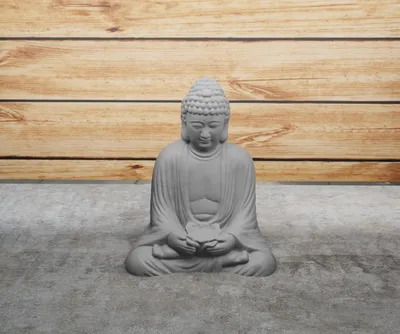 ᐉ Статуэтка Будда с лотосом 15 см Серый (12020020203)