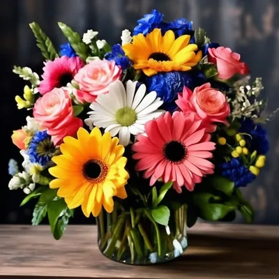 Букет цветов на день рождения» — создано в Шедевруме