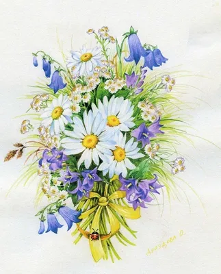Фотообои "Букет полевых цветов в стеклянной вазе" - Арт. 170837 | Купить в  интернет-магазине Уютная стена