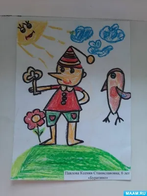 Буратино рисунок для детей - 79 фото
