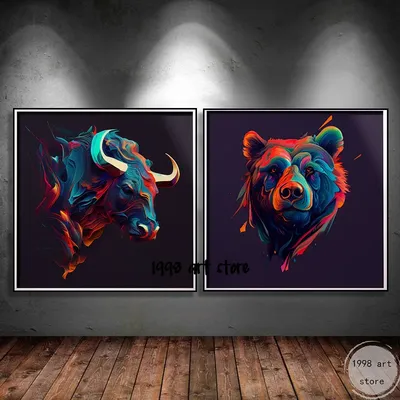 Abstract Bull Painting Art Print by DIGITAL_AI - Fy