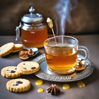Чай с медом и печеньем» — создано в Шедевруме