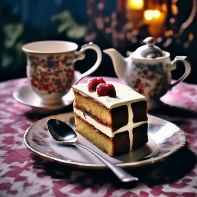 Чай с тортиком на ночь🍰🍵.... …» — создано в Шедевруме
