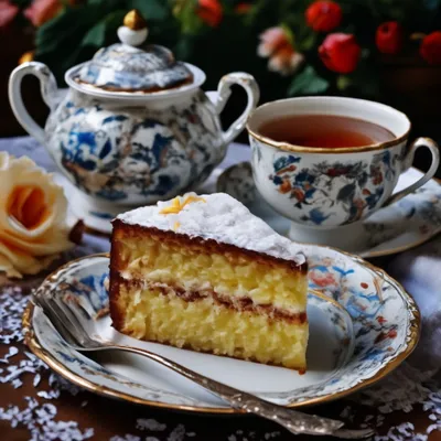 Картина на холсте с подрамником ХитАрт Чай с тортом 80x52 см - купить в  Москве, цены на Мегамаркет