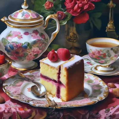 Большой торт и чай» — создано в Шедевруме