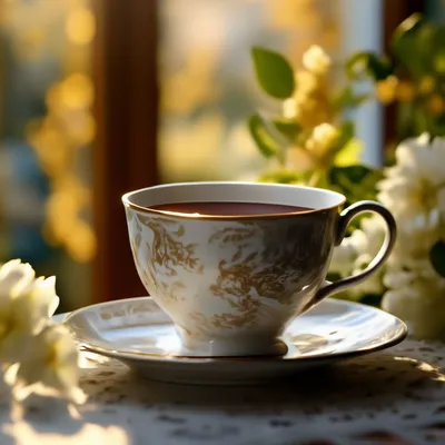Котята пьют чай утром» — создано в Шедевруме