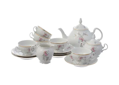 Чайный сервиз Vivian Mint 15 предметов - Porcel - Белый, Золотой, Мятный -  Посуда, Чайные и кофейные сервизы