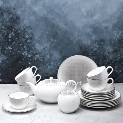 Чайный сервиз из костяного фарфора на 6 персон 20 предметов декор/белый  серия Лабиринт Narumi NAR-51576-4663-Tea set 6/20 с доставкой -  
