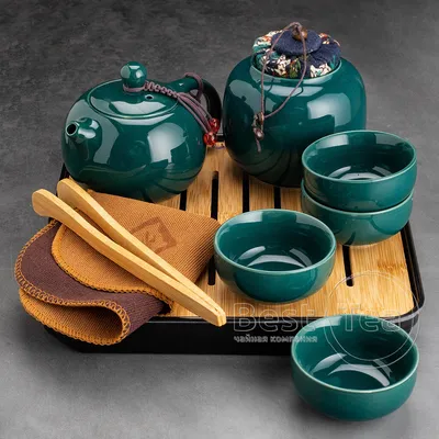 Чайный сервиз керамический сине-зеленый (чемоданчик) в интернет-магазине  