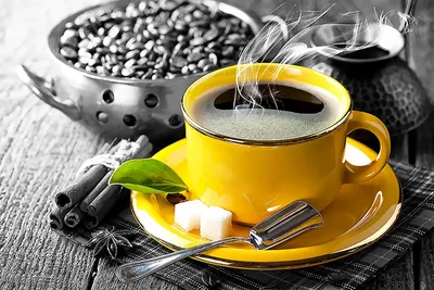 Чашка кофе на столе утром» — создано в Шедевруме