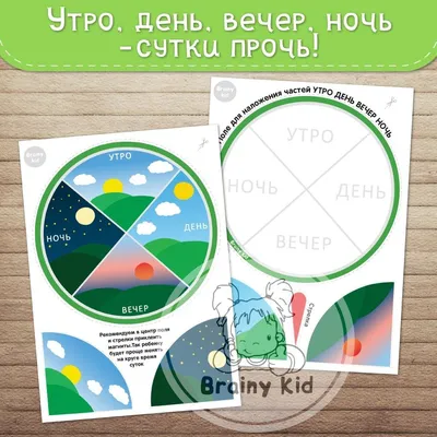 Сутки. Знакомим детей с частями суток: утро, день, вечер, ночь в средней  группе - Страница 7. Воспитателям детских садов, школьным учителям и  педагогам - Маам.ру