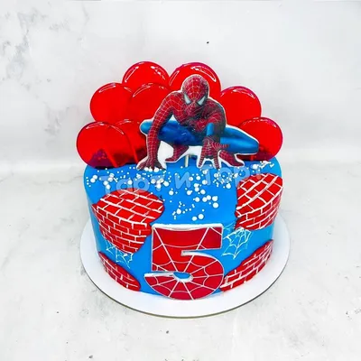 Торт Человек-паук на 5 лет 13094819 стоимостью 7 450 рублей - торты на  заказ ПРЕМИУМ-класса от КП «Алтуфьево»