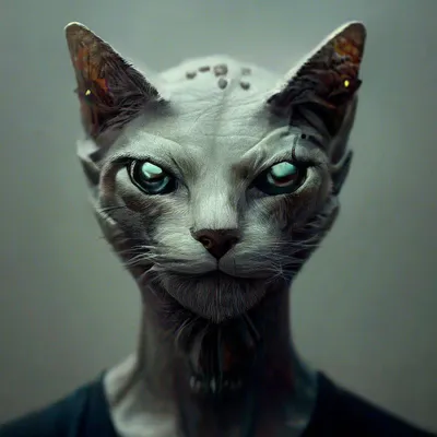 Человек с головой кота в …» — создано в Шедевруме