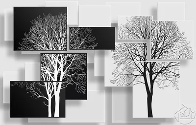 Фотообои Графические черно-белые деревья 48398 купить в Украине |  Интернет-магазин 