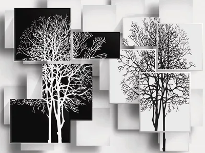 Черно белые деревьев картинки