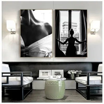 Черно-белые сексуальные постеры с окошком для девушек модные красивые  женские постеры настенные художественные картинки для гостиной домашний  декор | AliExpress