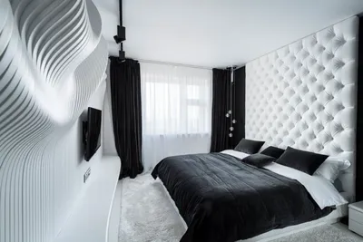 Черно-Белый Интерьер: 170+ (Фото) Дизайна Спальни/Кухни/Гостиной |  Планировка квартиры, Дизайн спален, Белый интерьер