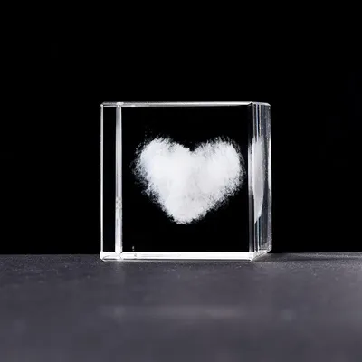 3D Love Heart облачный Кристалл Cube Paperweight лазерная гравировка |  AliExpress