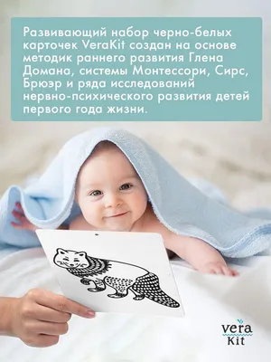 Развивающие черно-белые карточки для новорожденных Север VeraKit 12974895  купить в интернет-магазине Wildberries