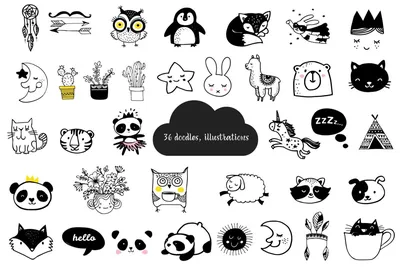 Стикеры черно белые Stickers black and white photo sketchbook notebook  diary to print | Артбуки, Черно-белое, Милые рисунки