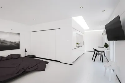 Черно-белый минимализм: проект квартиры 51 м / 3D